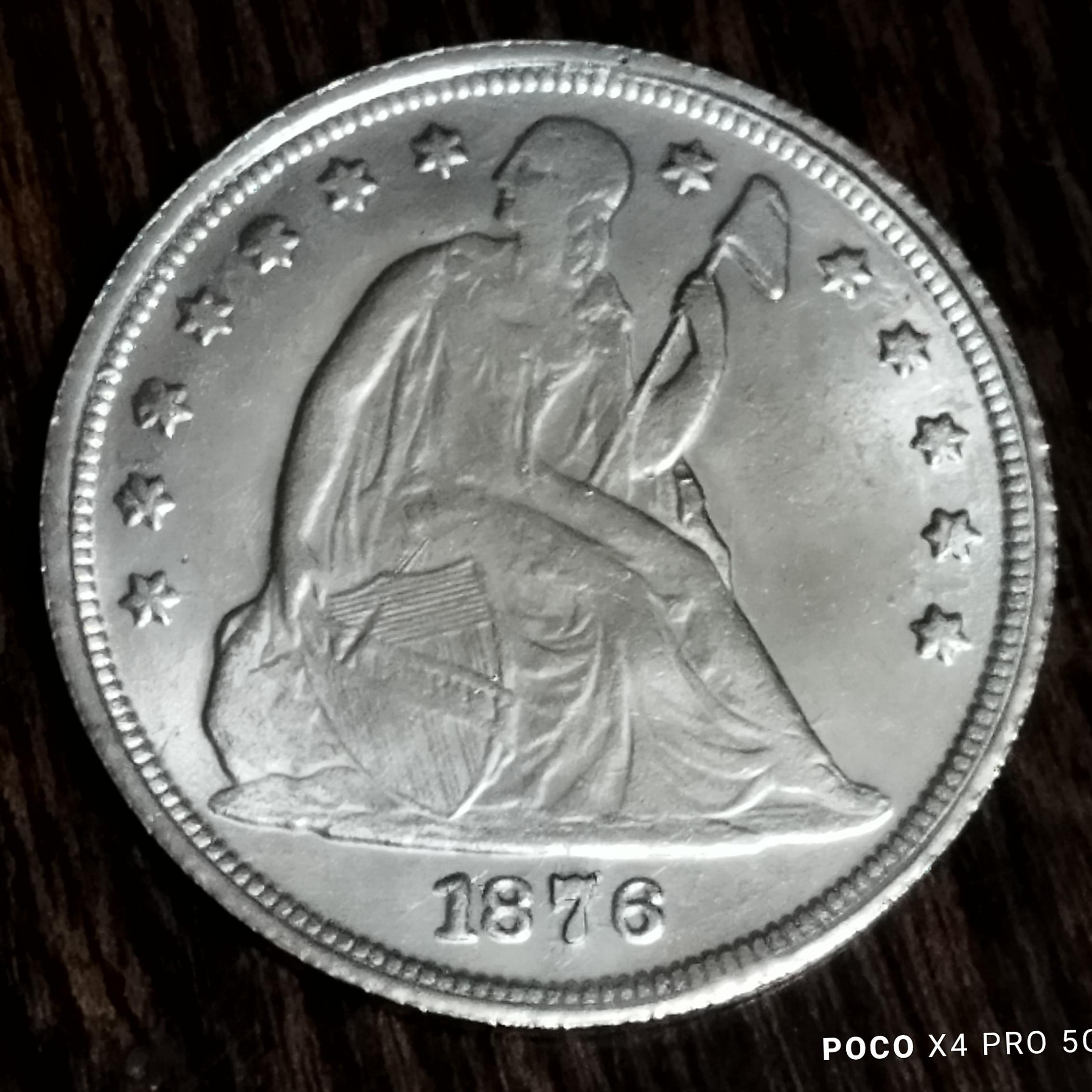 سکه روکش نقره از کشور آمریکا با تاریخ 1876 میلادی