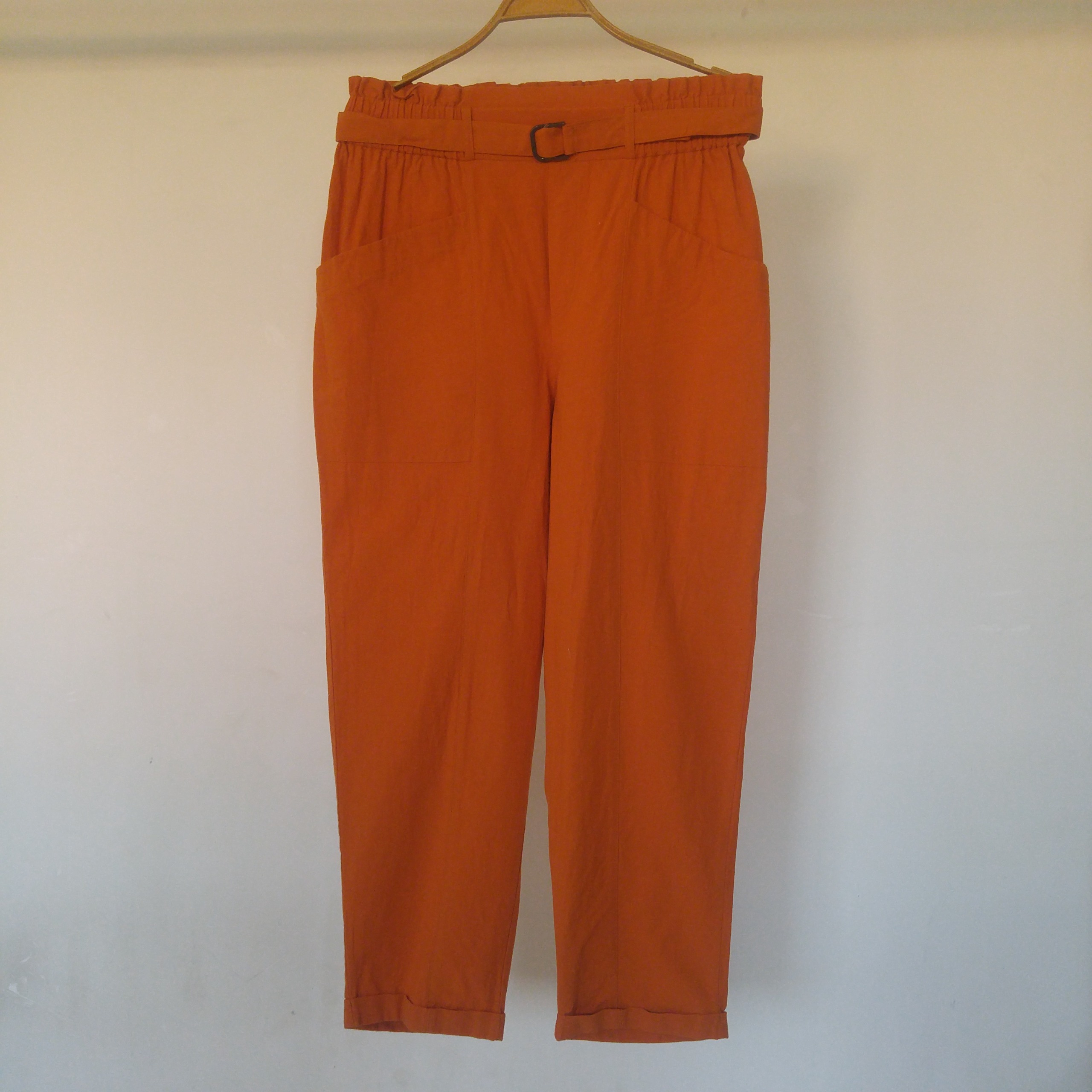 شلوار لینن پاکتی مام آجری