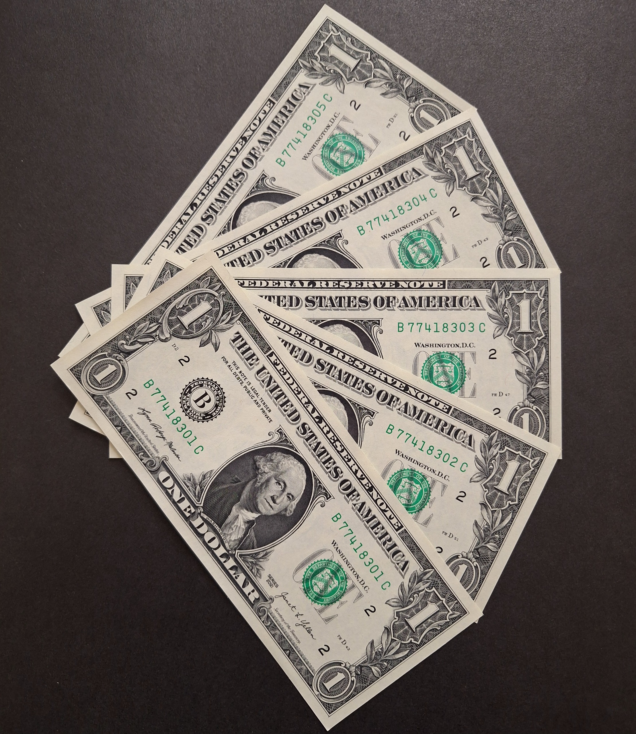 5 برگ 1 دلاری سریالی بانکی 2021