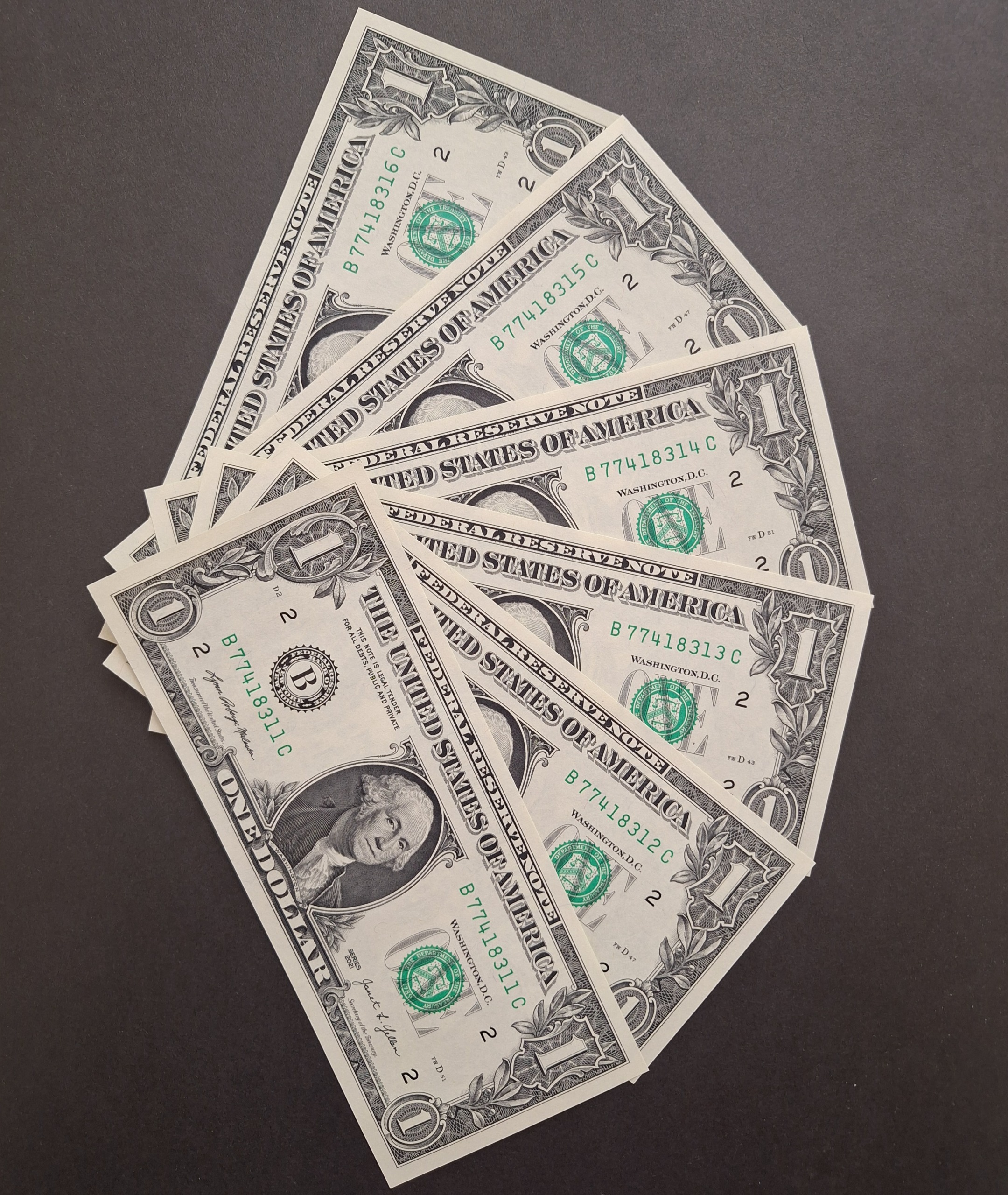 6 برگ 1 دلاری سریالی بانکی 2021