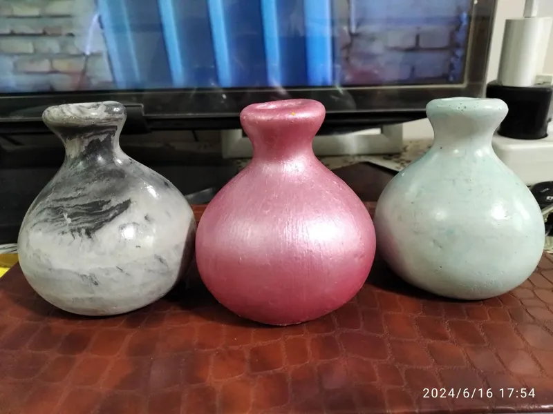 سه عدد گلدان دکوری سنگ مصنوعی