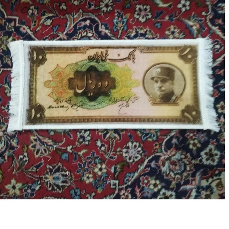 تابلو فرش طرح اسکناس رضا شاه سایز بزرگ