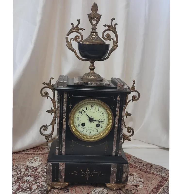 ساعت فرانسوی دو کوک قدیمی صفحه صدف