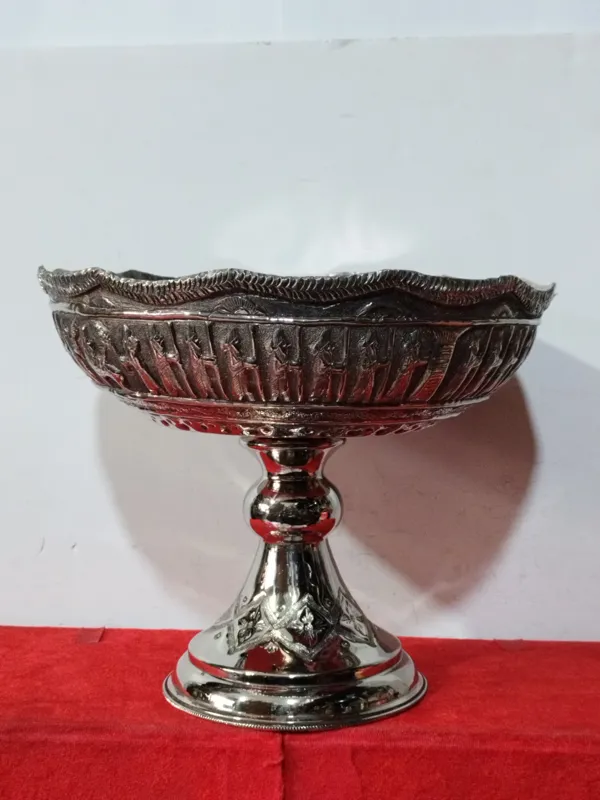 ظرف میوه وشیرینی خوری قدیمی قلمزنی