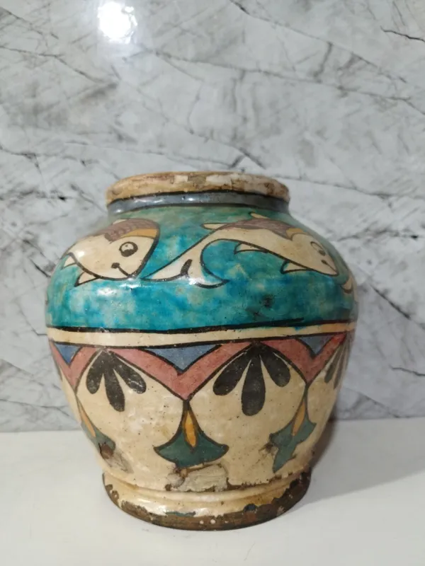 گلدان قدیمی بینظیر تمام نقاشی
