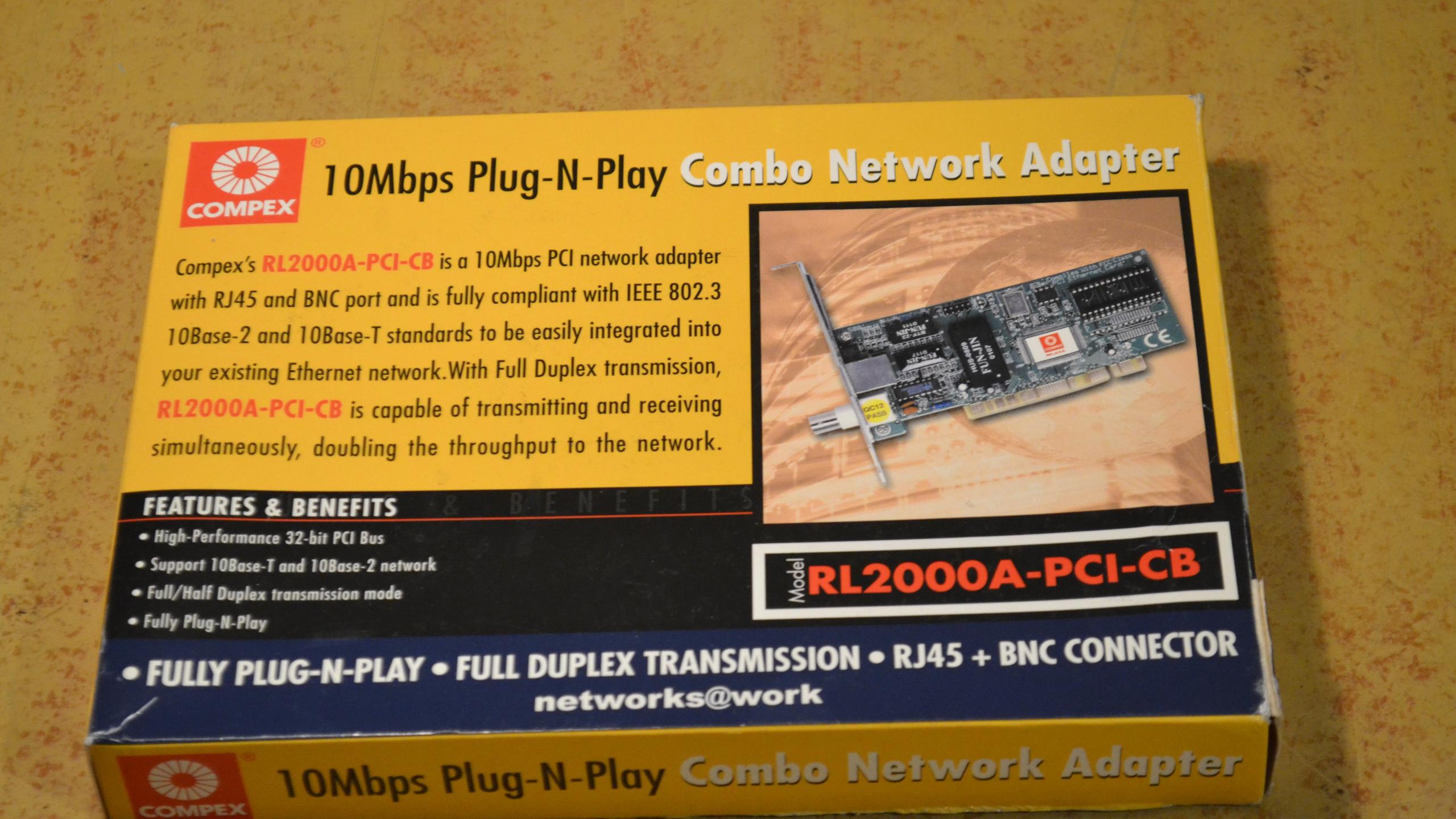 کارت شبکه COMPEX Realtek دارای پورت RJ45 و BNC