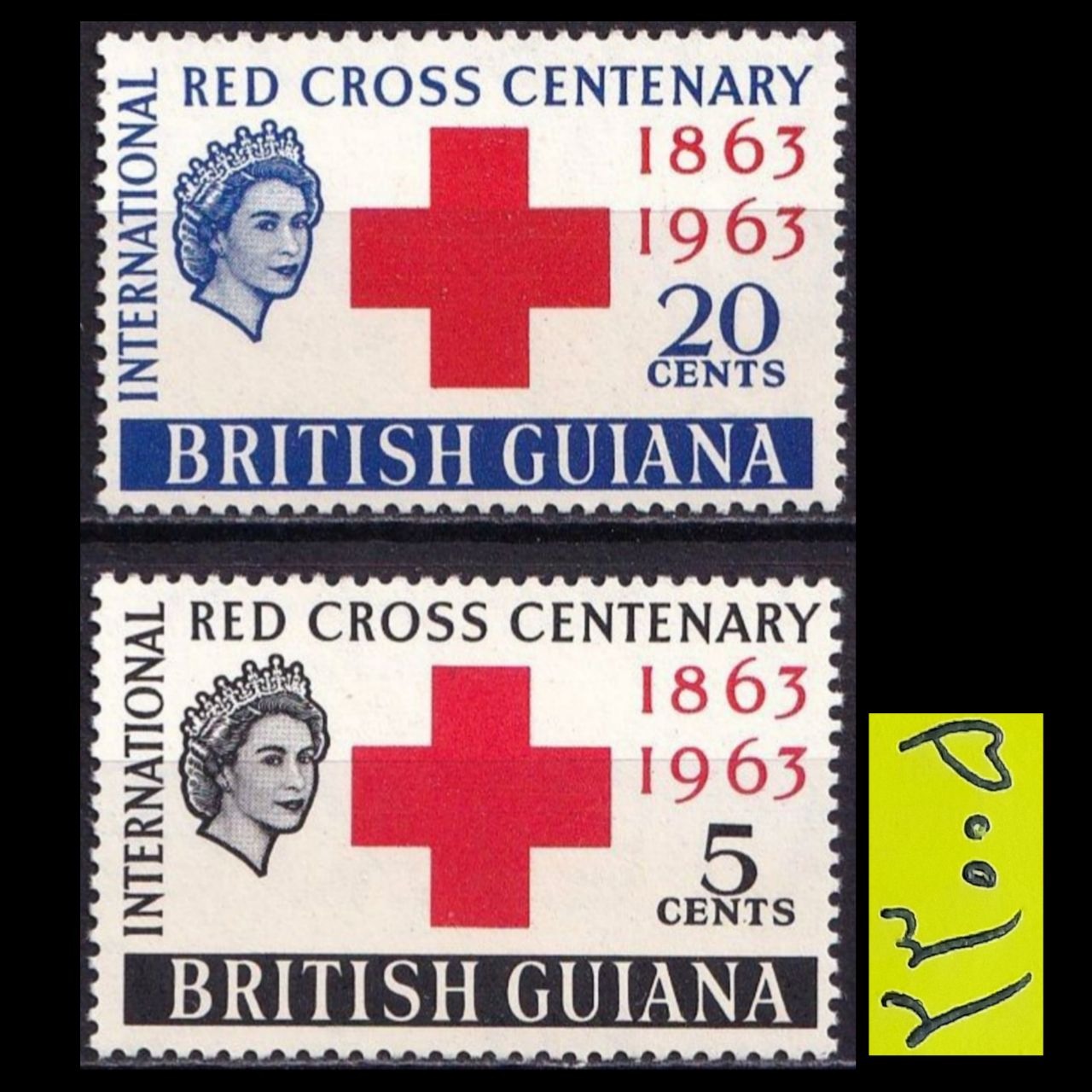 سری تمبر صلیب سرخ ملکه 1963 british guiana
