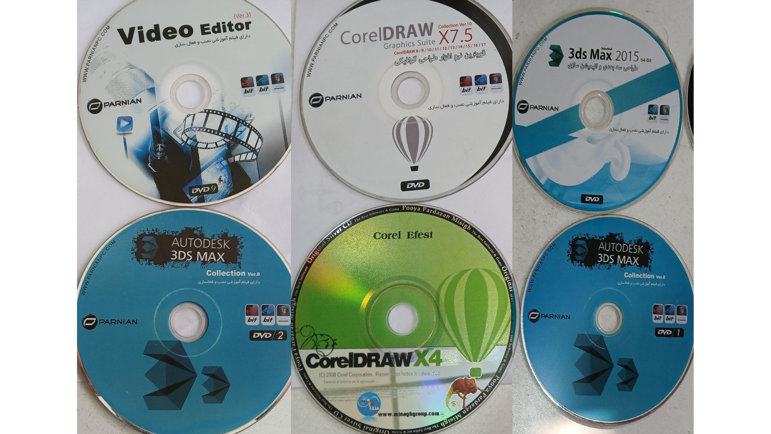 14عددDVDنرم افزارهای طراحی فتوشاپ،کورل3dmaxو