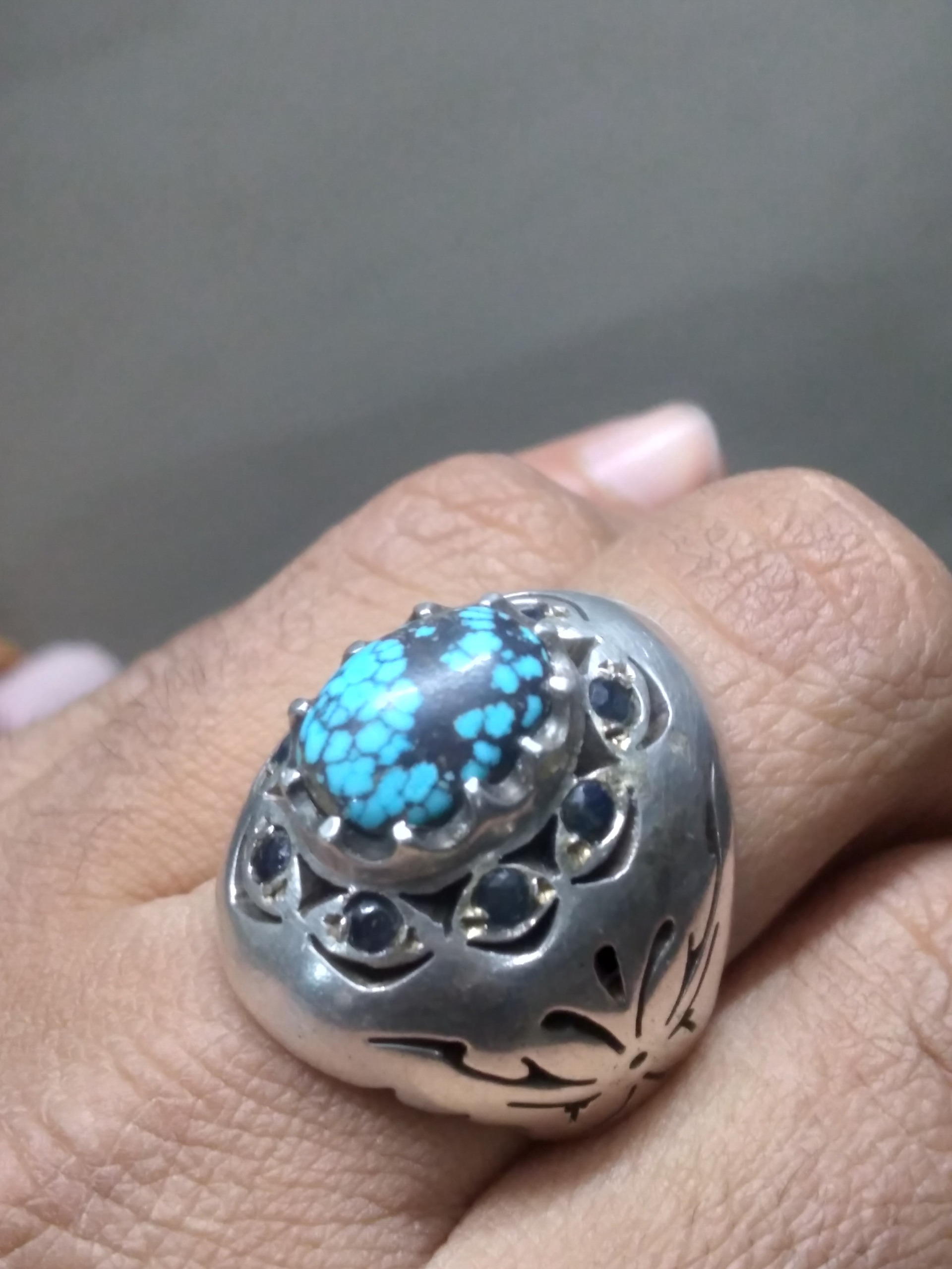 انگشتر نقره فیروزه کهنه کلکسیونی