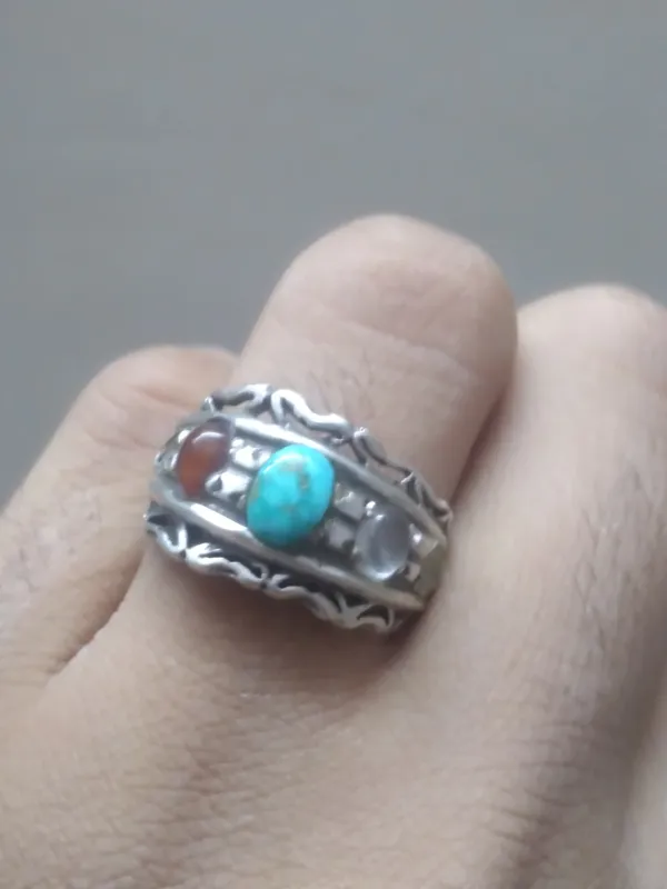 انگشتر نقره چند نگین کهنه