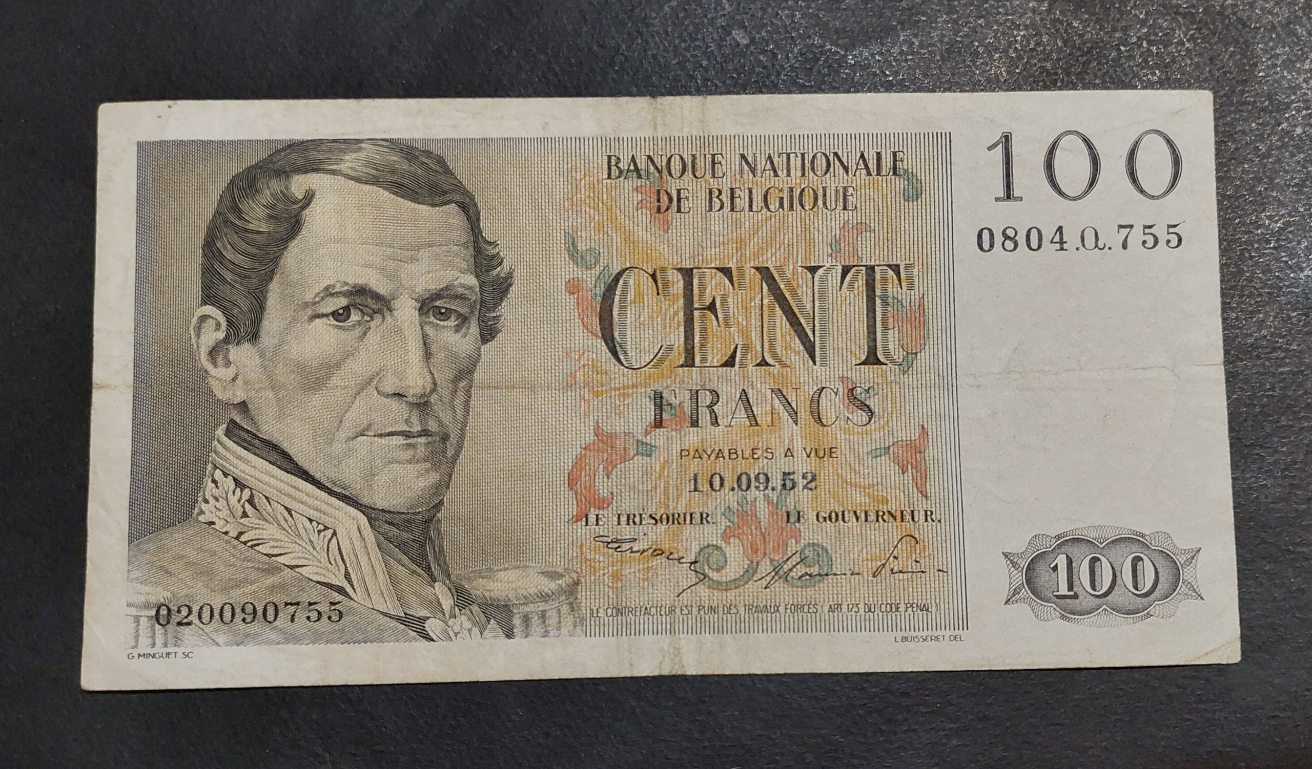 100 فرانک بلژیک 1952