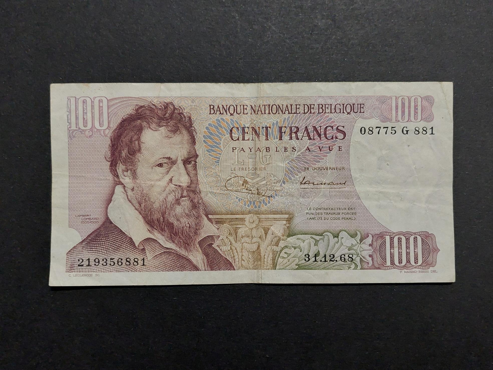 100 فرانک بلژیک 1968