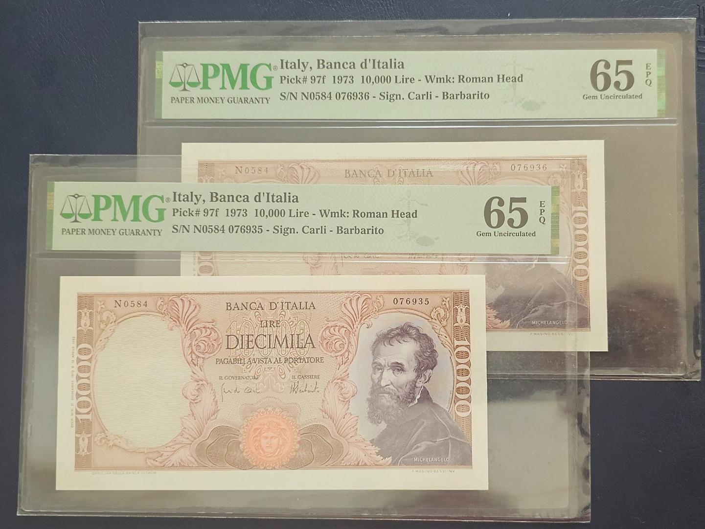 جفت گرید 65 پی ام جی 10 هزار لیر ایتالیا 1973
