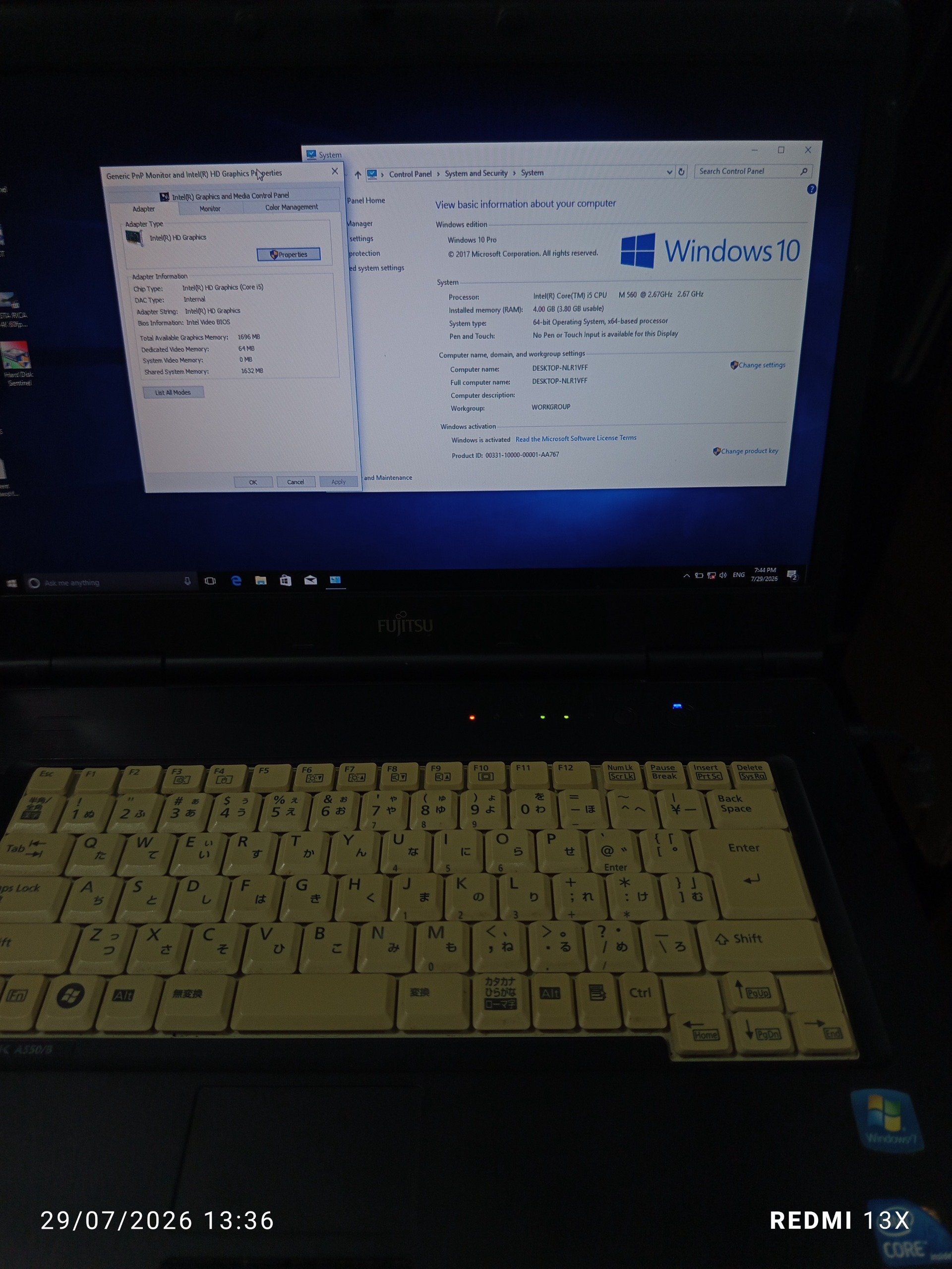 لپ تاپ Fujitsu LIFEBOOK A550/B