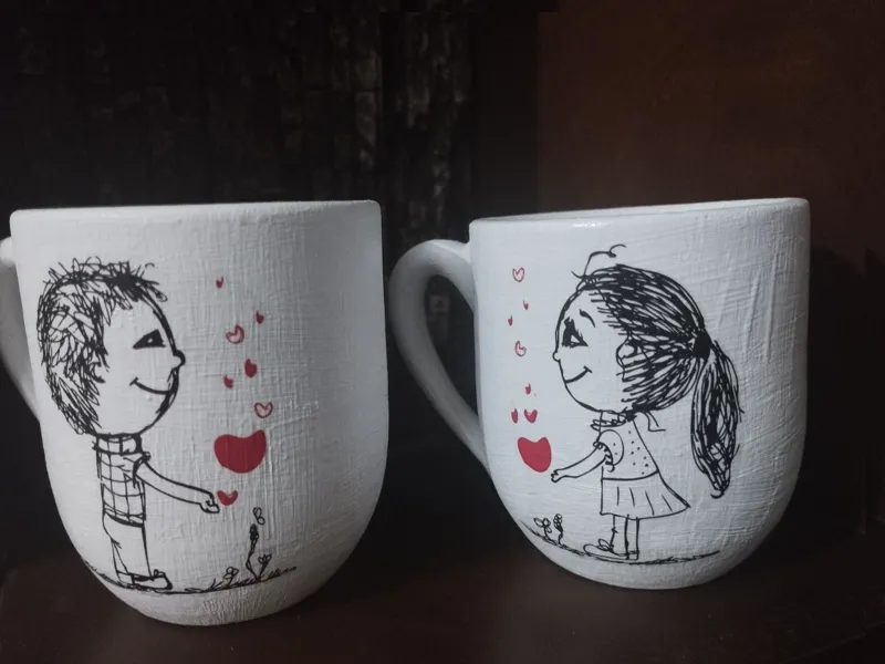 جفت لیوان سفالی فانتزی