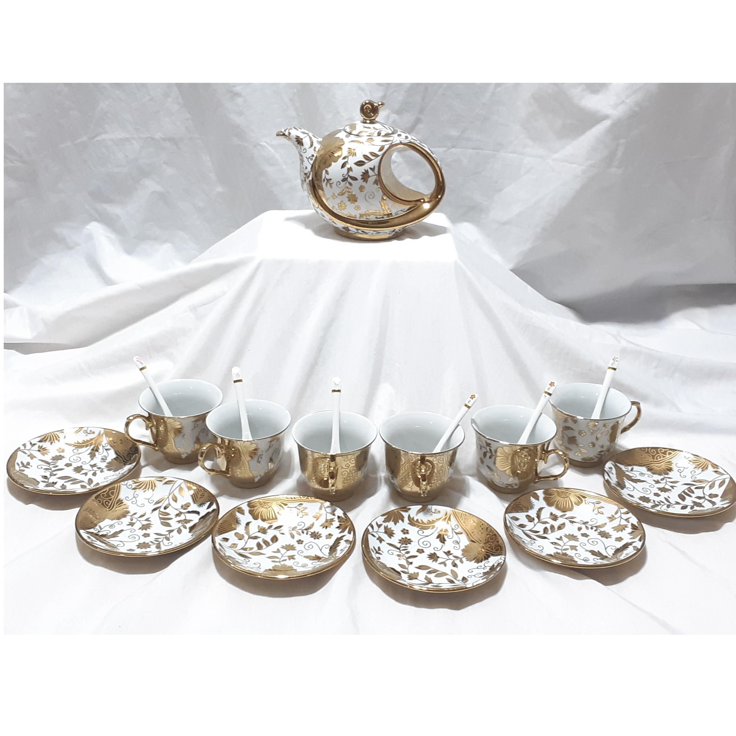 ست 19 پارچه چای خوری طلاکوب