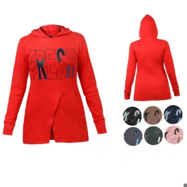  هودی زنانه Fresh کتان پنبه صورتی فری سایز