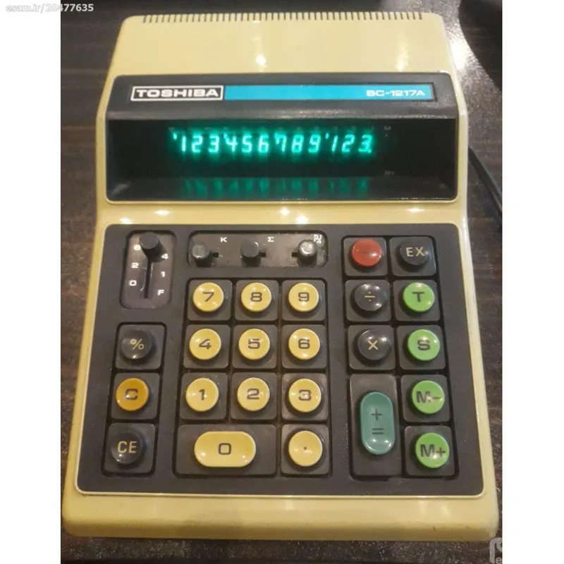 ماشین حساب برقی قدیمی صفحه بزرگ TOSHIBA BC-1217A