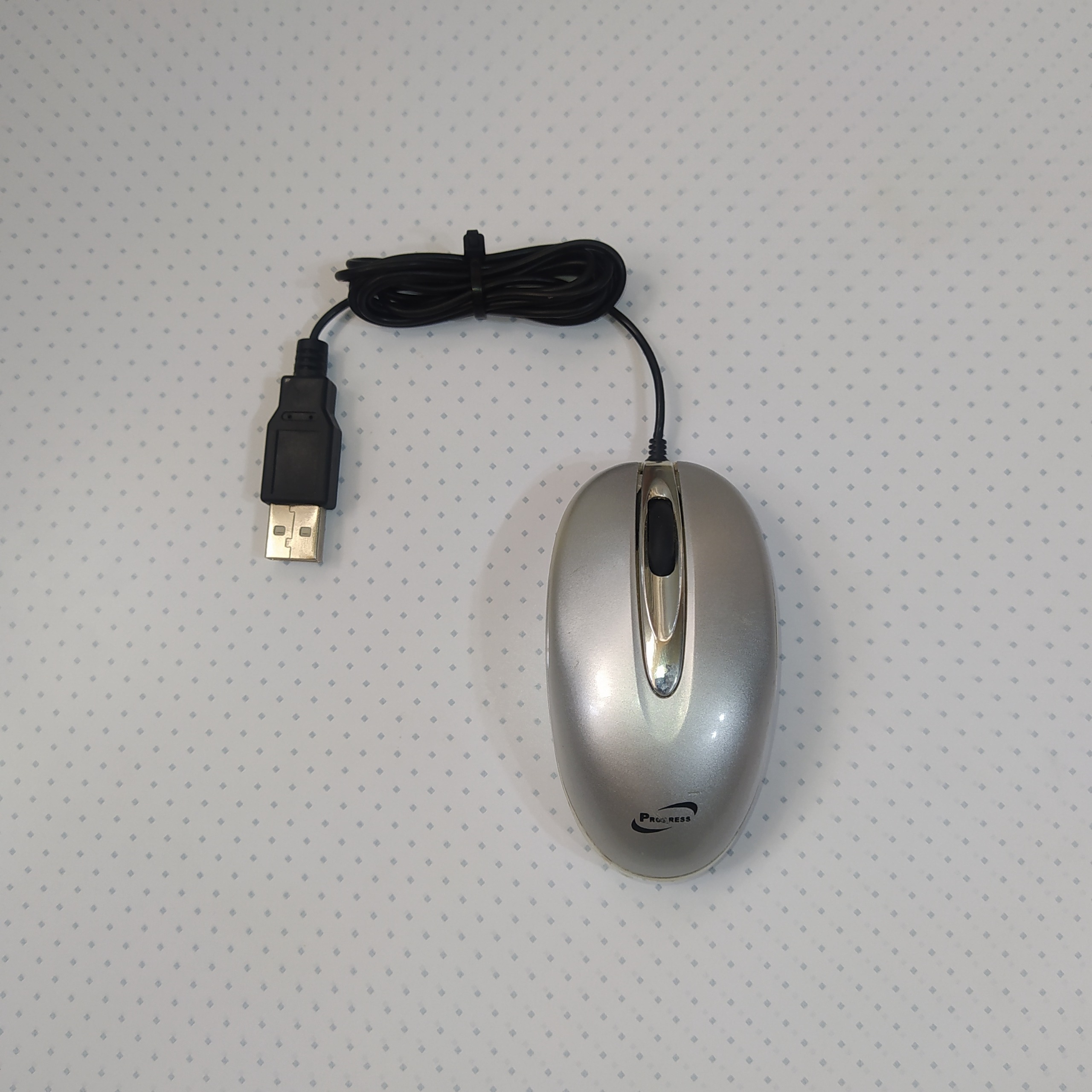 موس کوچک لپ تاپی نقره ای با سیم USB - کارکرده سالم