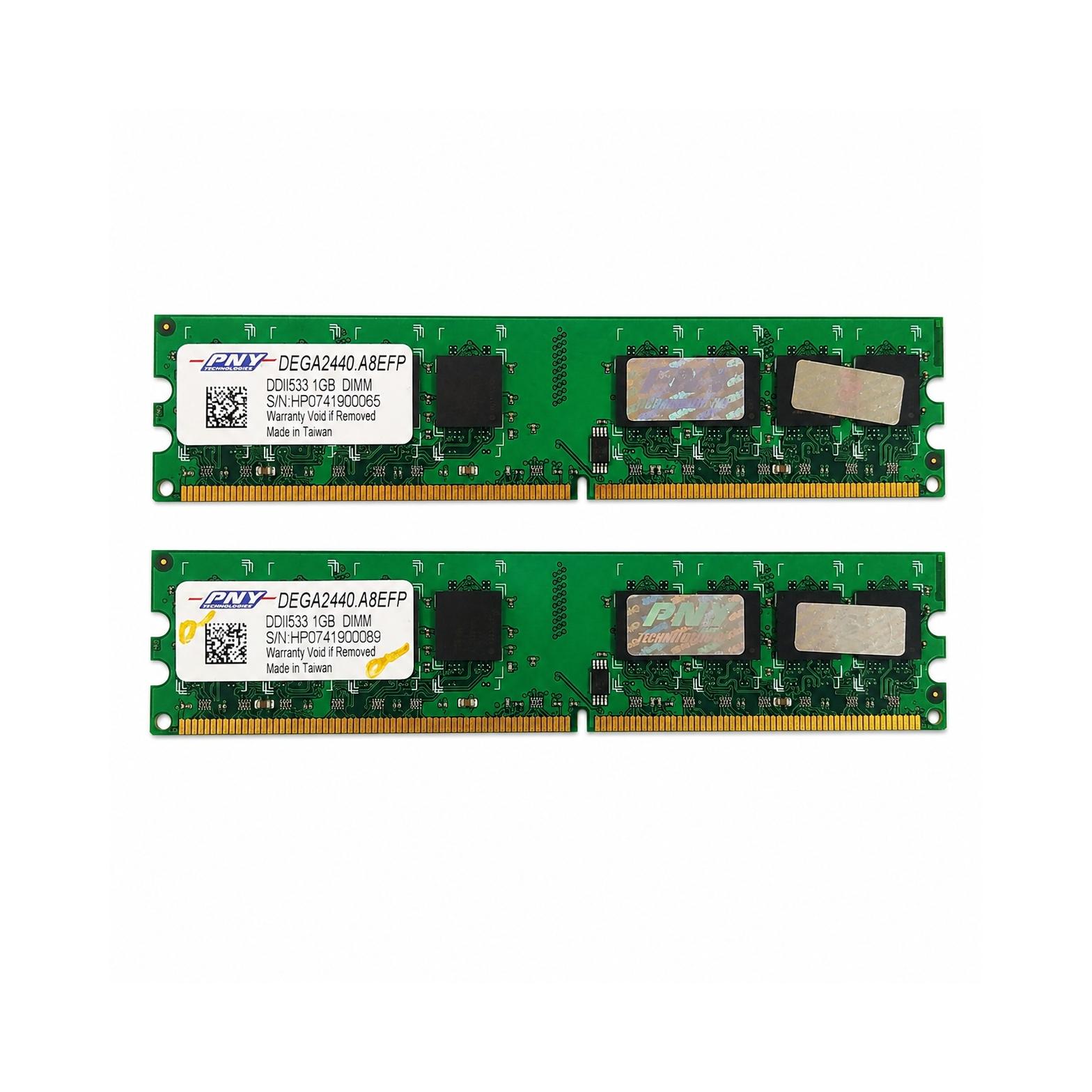یک جفت رم PNY 1GB DDR2-533 کارکرده سالم