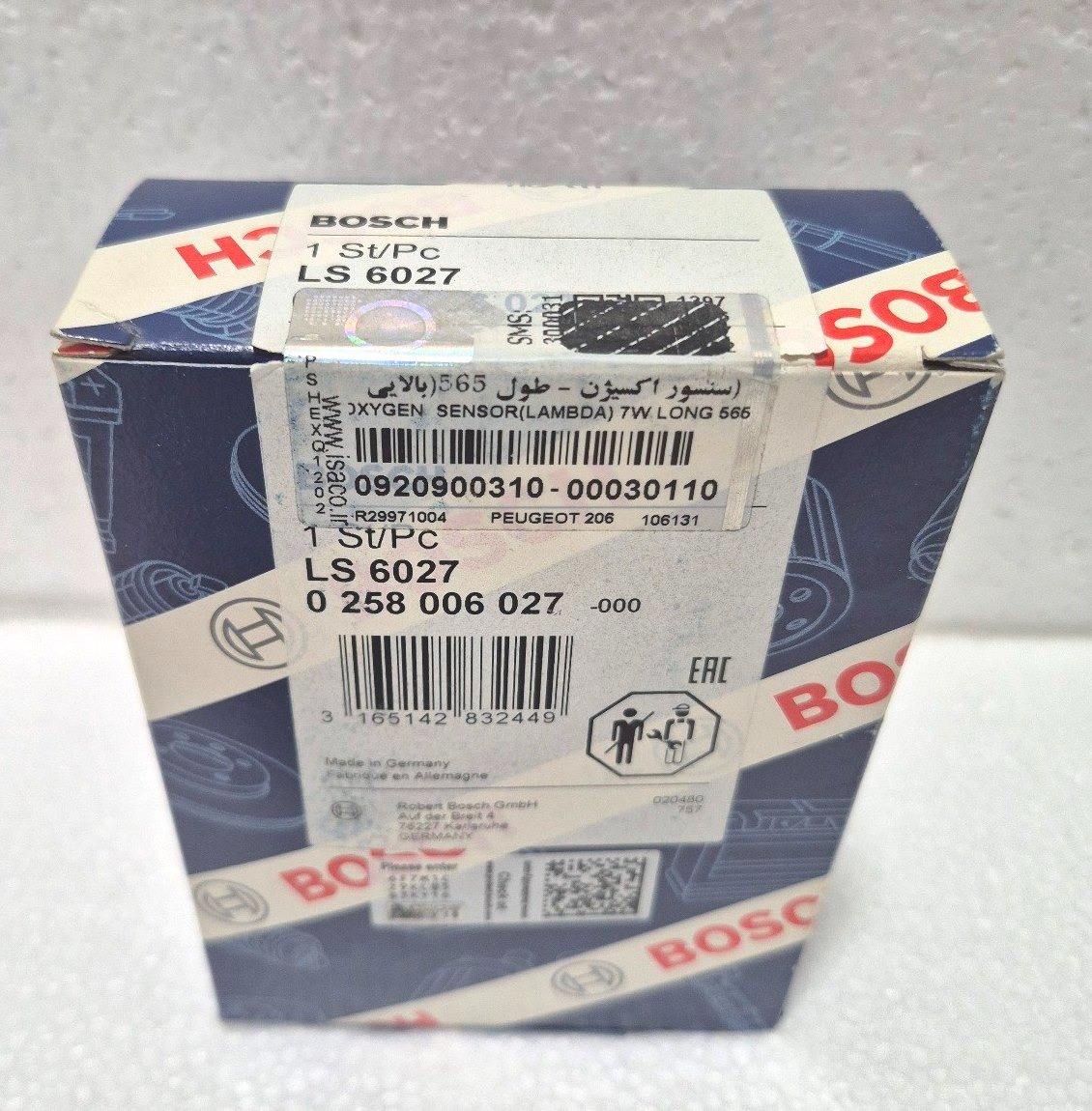 سنسور اکسیژن اورجینال بوش پژو 206 لیبل ایساکو