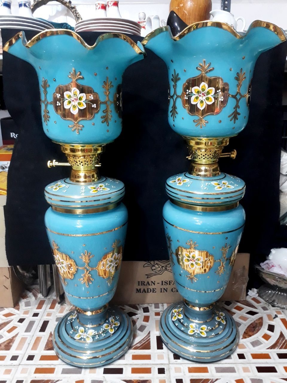 جفت چراغ لاله فیروزه ای