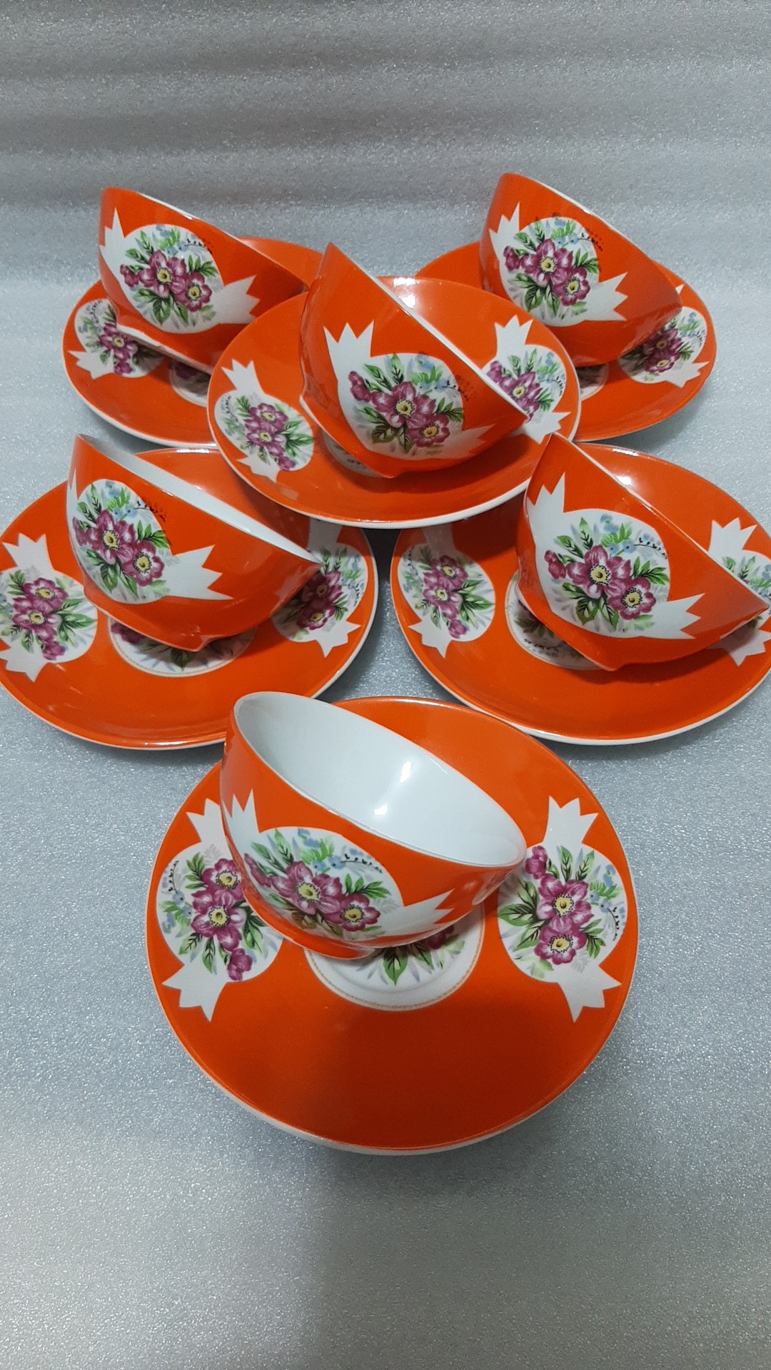 12 پارچه زیرورو نارنجی گلدار