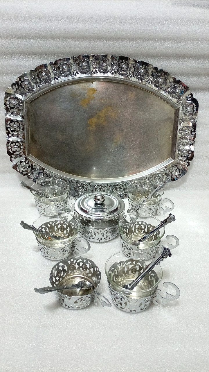 ست سینی و گالش برنجی قدیمی