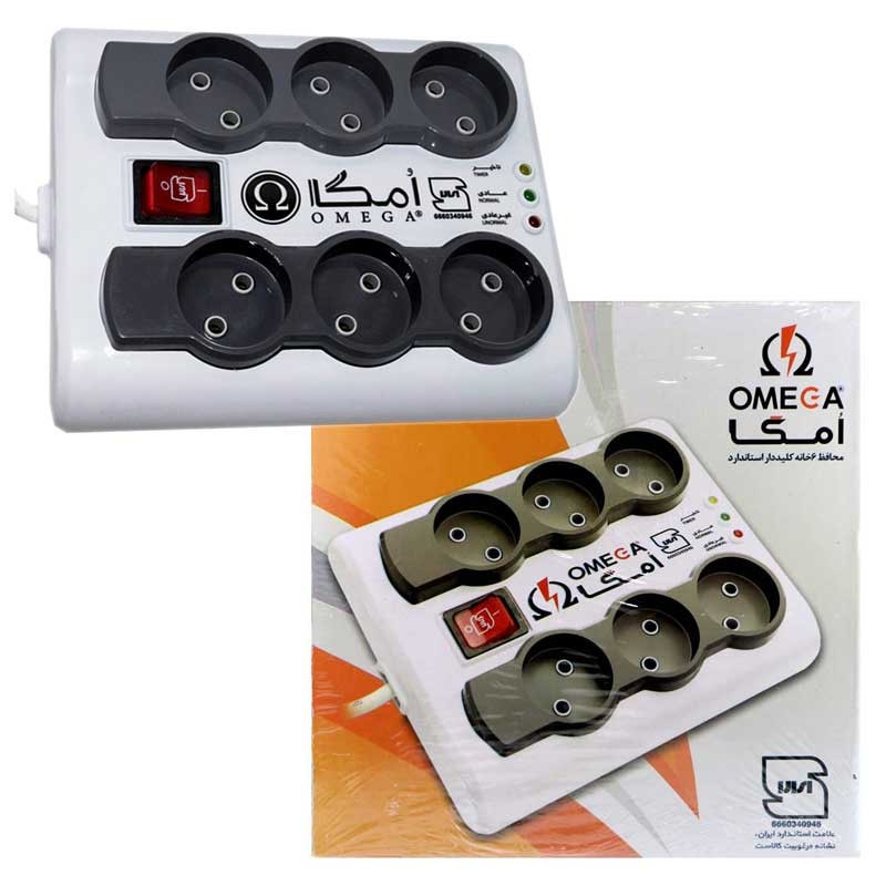 محافظ برق  6 خانه امگا P6000 با کابل 5 متری