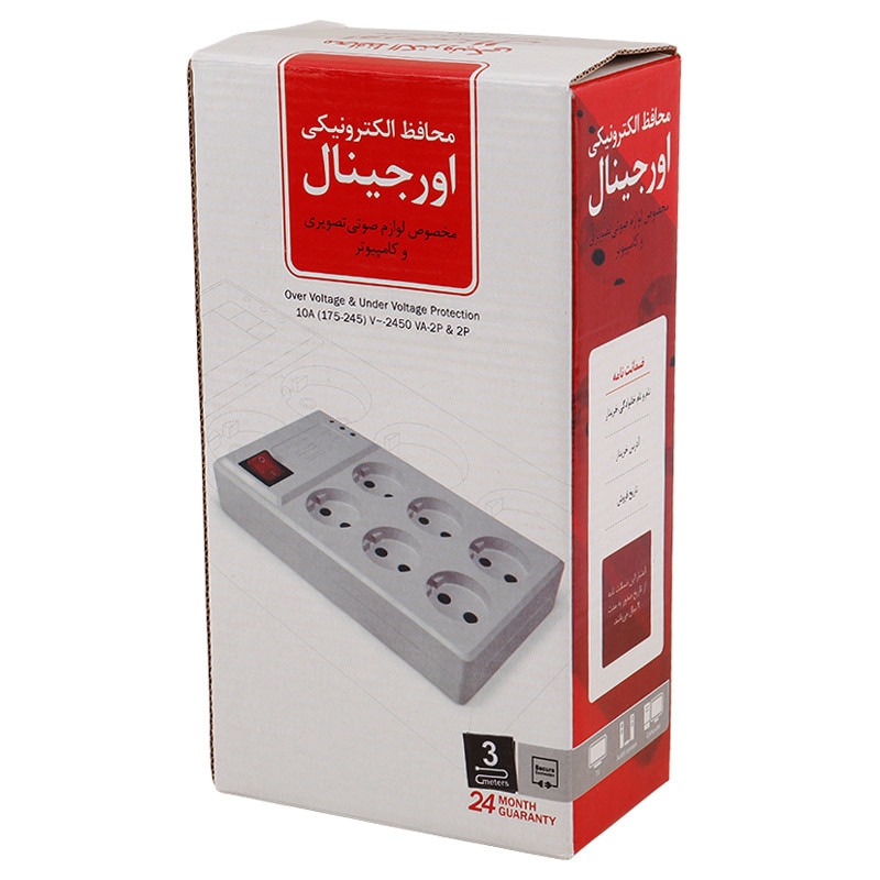 محافظ برق کامپیوتر 6 خانه اورجینال با کابل 3 متری