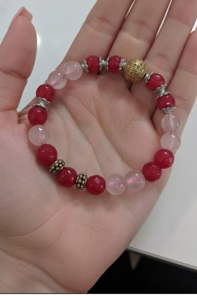 دستبند جید و رزکوارتز