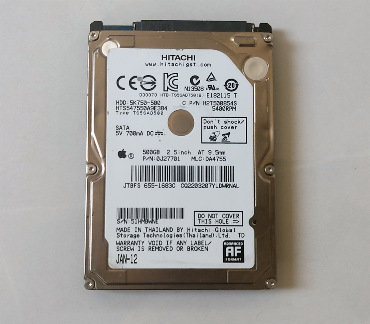 هارد500گیگHitachiبا14 روز کارکرد-سلامت وکارایی٪100