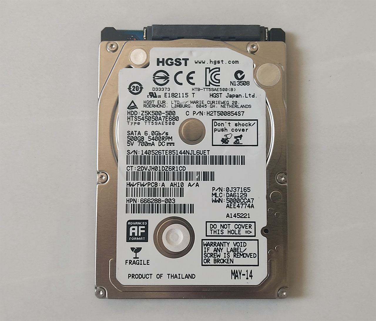 هارد500گیگHGSTکارکرد3روز-سلامت و کارایی٪100-6Gb/s