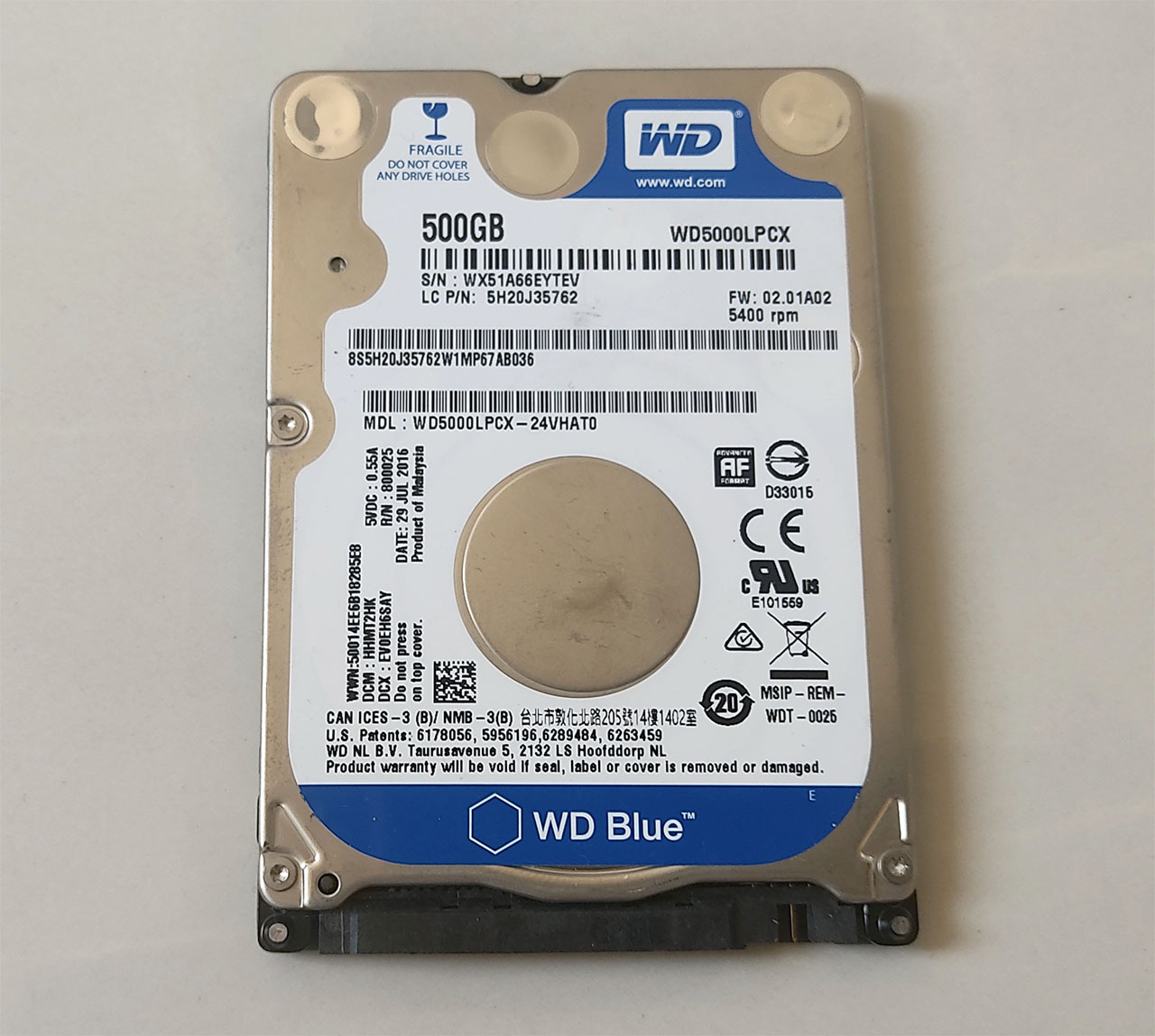 هارد500گیگWD- سلامت و کارایی٪100-سرعت6Gb/s