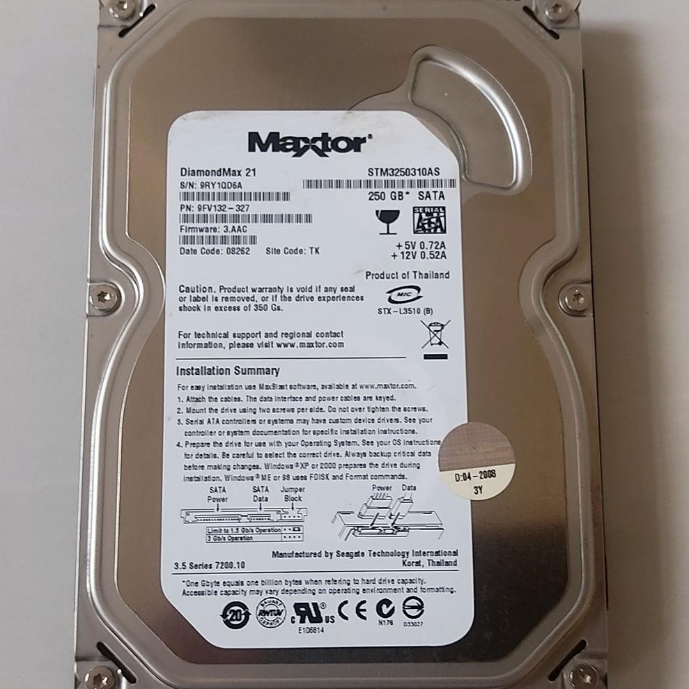 هارد250گیگMaxtor-سلامت و کارایی٪100