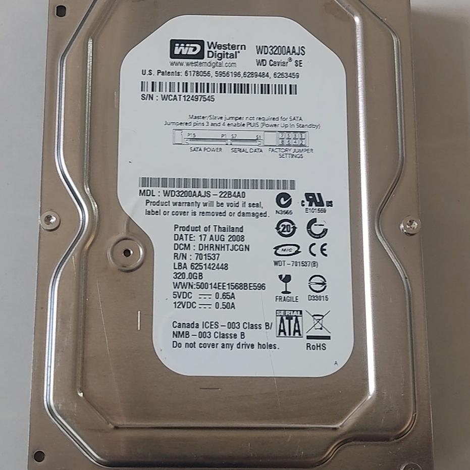 هارد320گیگWDسری خاویاری-سلامت و کارایی٪100