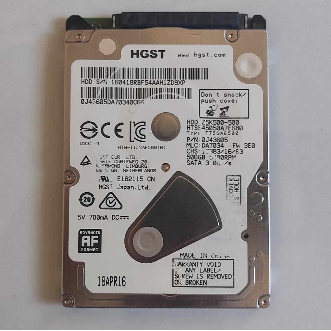 هارد500گیگHGST سلامت و کارایی٪100-سرعت 6Gb/s