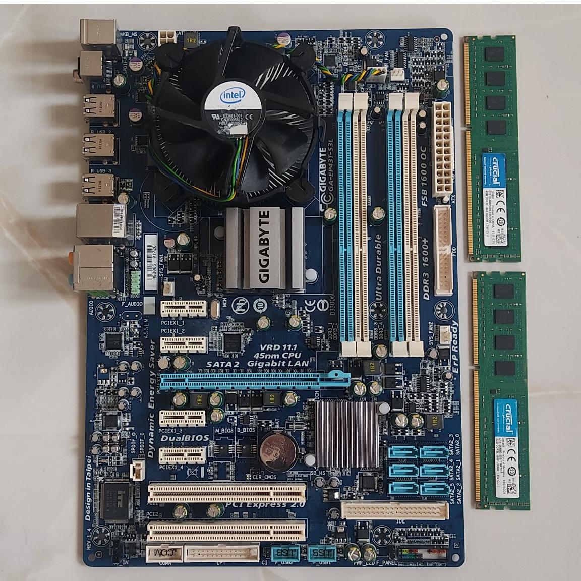 مادربردGIGA EP43T-S3LباCPUچهارهسته ،فن و 8گیگ رم