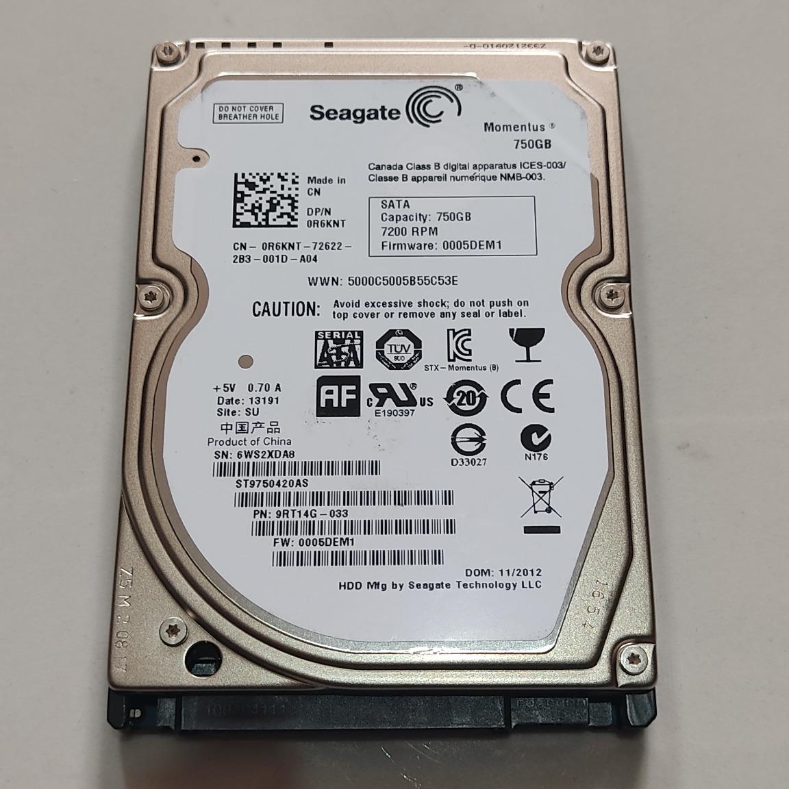 هارد750گیگSeagate-سلامت و کارایی100درصد کم کارکرد