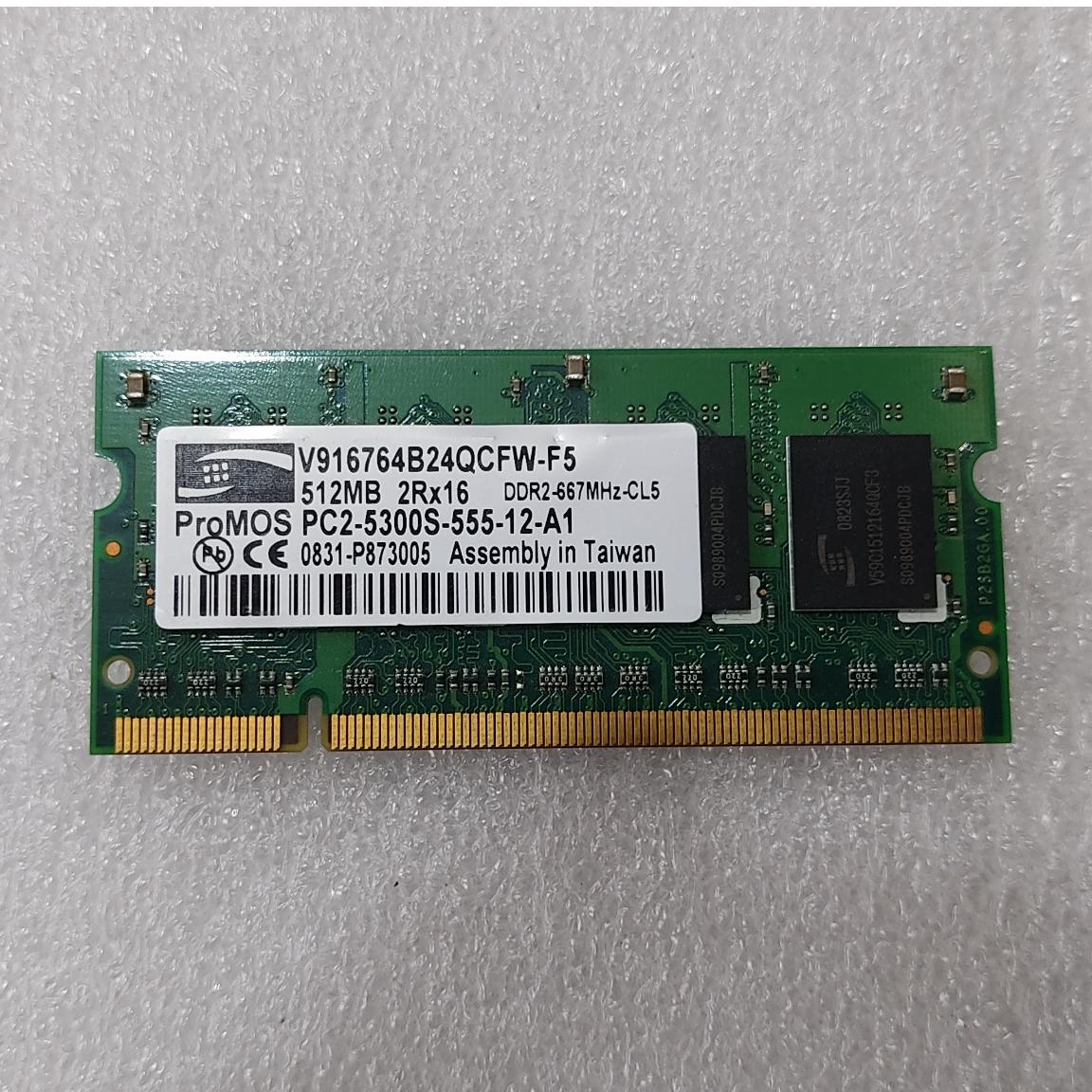 رم لپ تاپ512مگابایتDDR2،مارکProMOS،باس333(PC2-5300