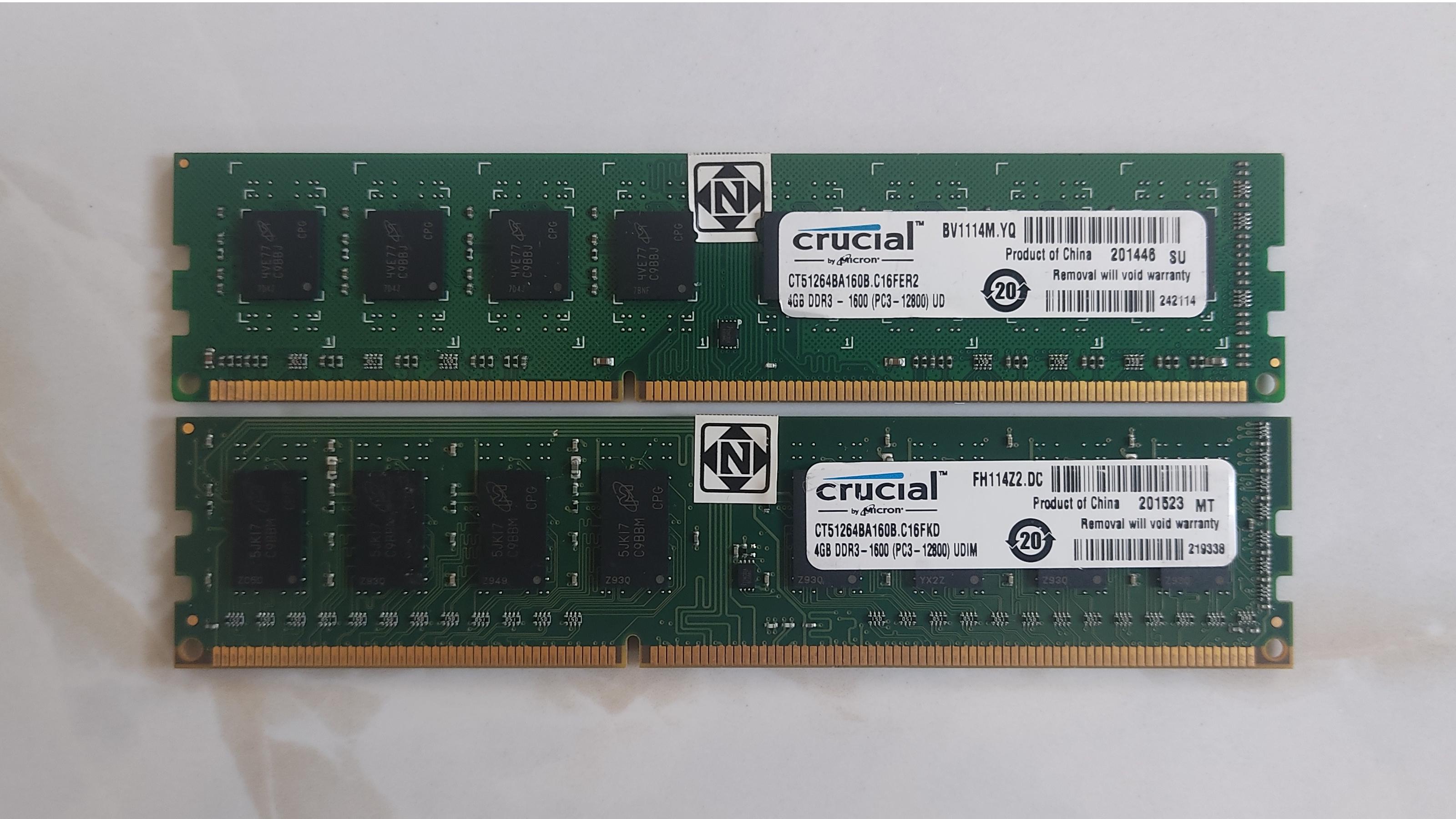 رم4گیگ PC3-12800، DDR3 Crucial ،سازگارباسوکتLGA775