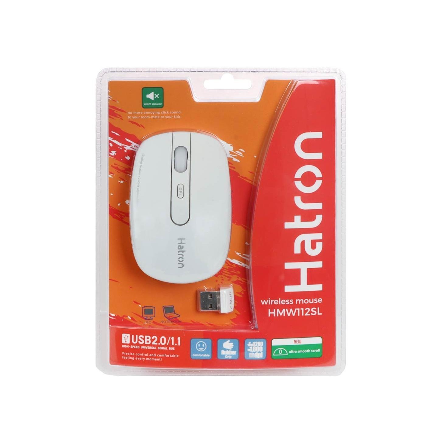 ماوس بی سیم هترون مدل HMW112SL رنگ سفید