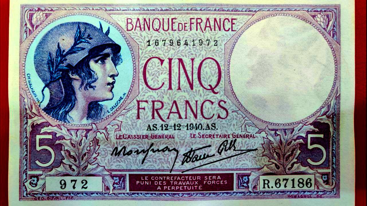 500 فرانک 1940 فرانسه کیفیت عالی