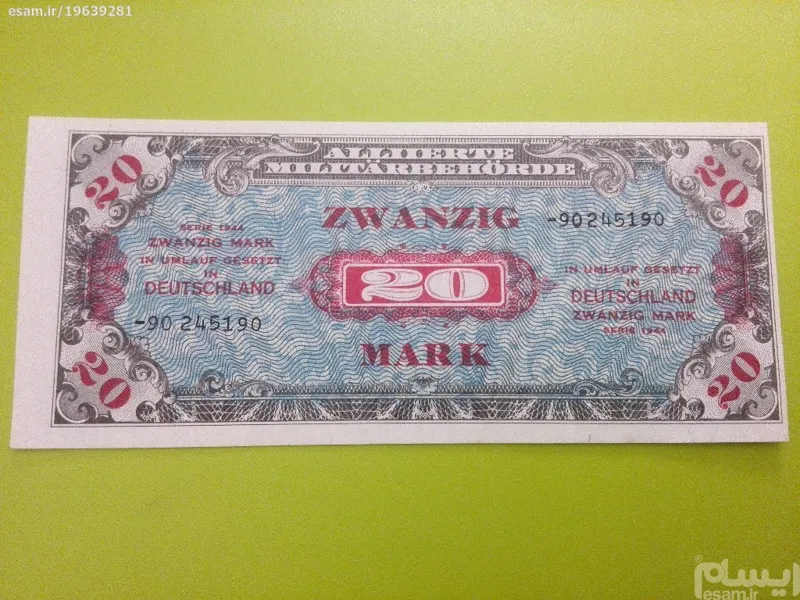 20 مارک 1944 بانکی کیفیت در حد با ارور شدید کادر