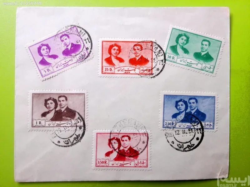 پاکت مهر روز عروسی شاه و ثریا 1329
