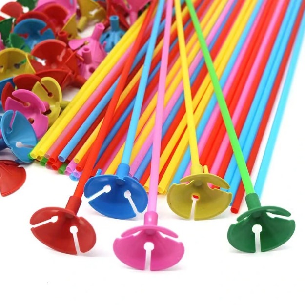 پایه بادکنک مدل نی رنگی بسته 40 عددی