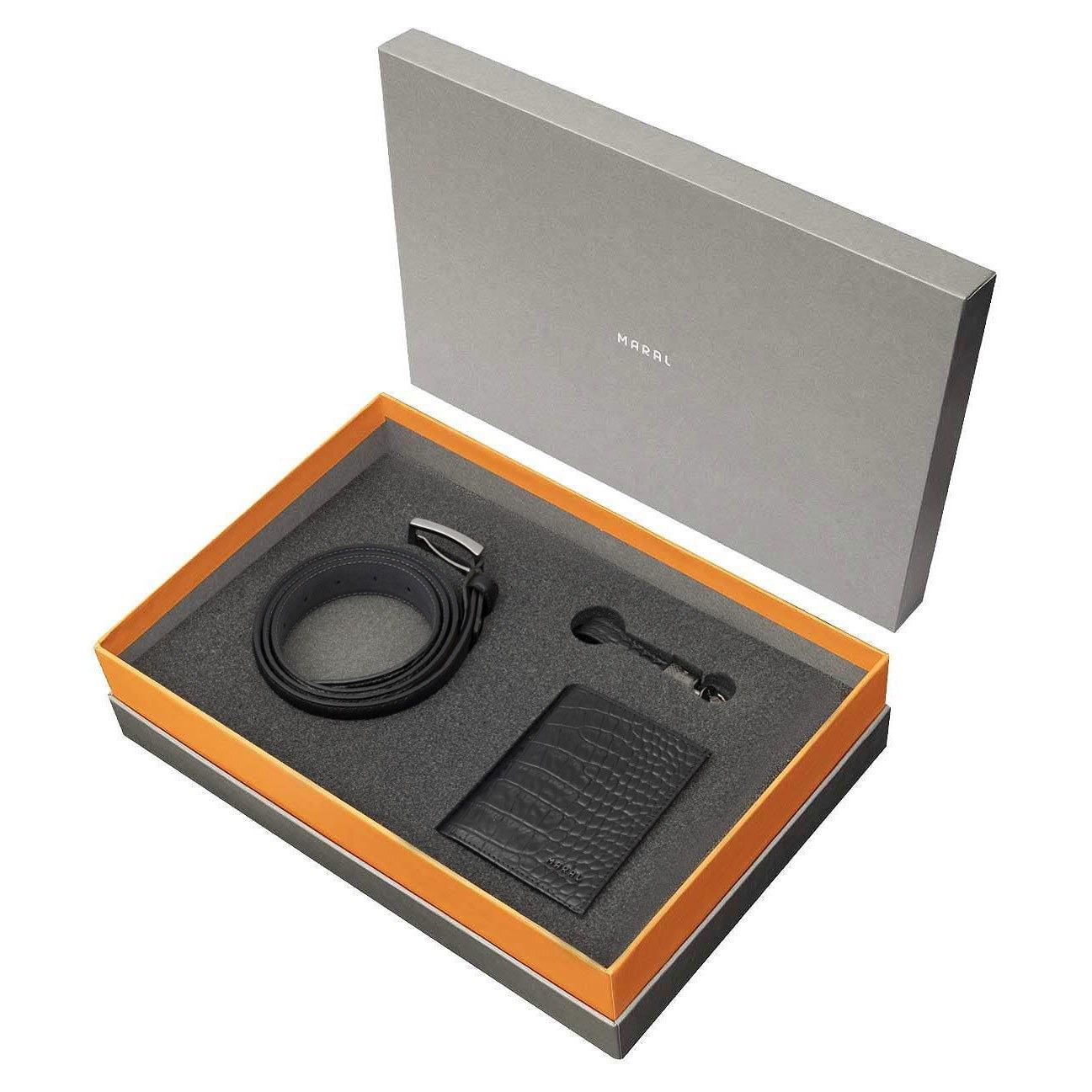 ست سه تکه کیف کمربند جاکلیدی مارال چرم