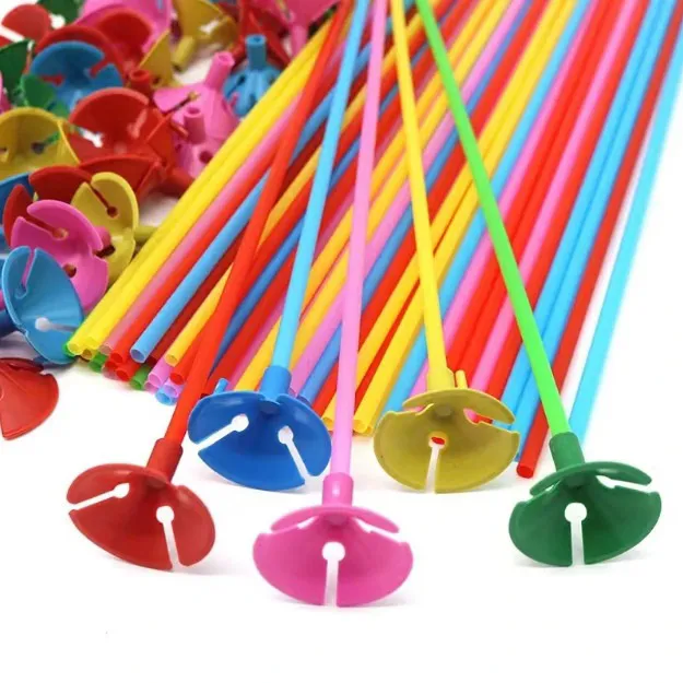 پایه بادکنک مدل نی رنگی بسته 40 عددی