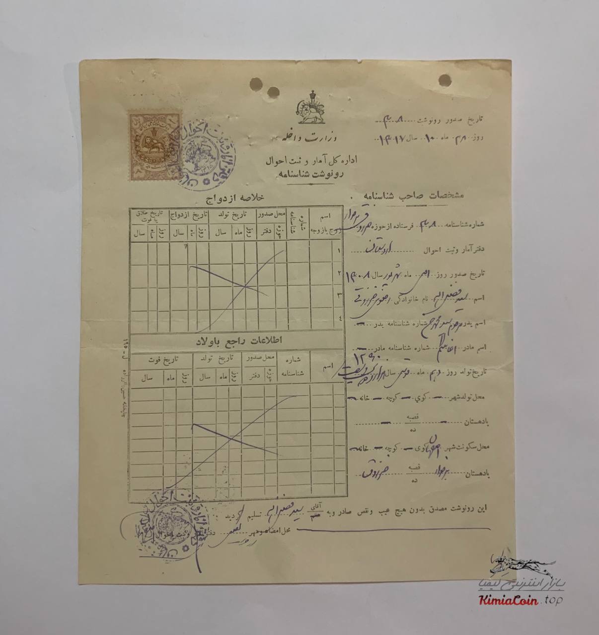 رونوشت شناسنامه وزارت داخله