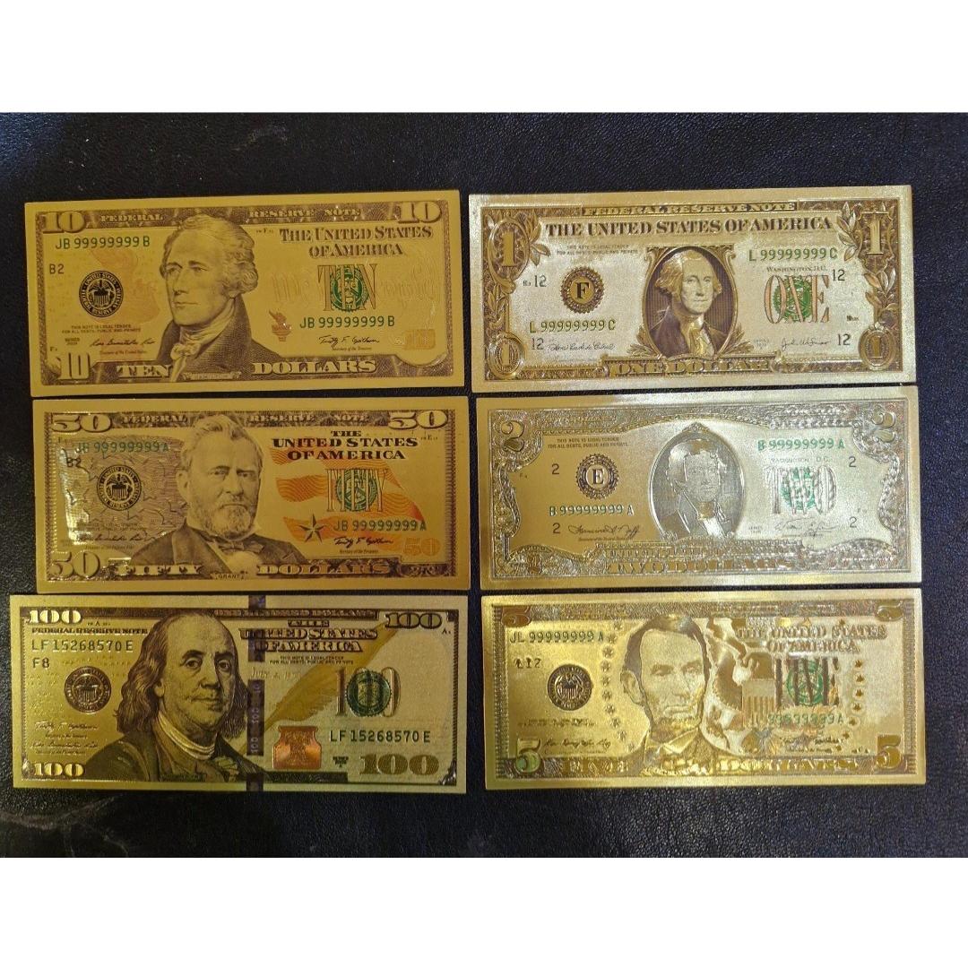 6 عدد دلار فانتزی روکش طلا